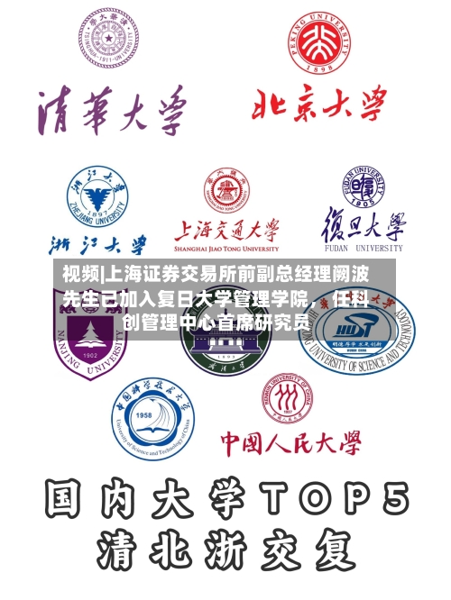 视频|上海证券交易所前副总经理阙波先生已加入复日大学管理学院， 任科创管理中心首席研究员